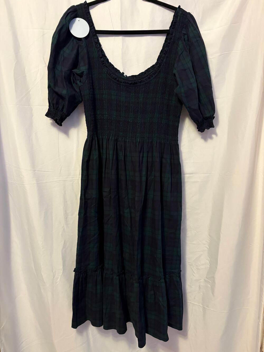 New Hill House Home Louisa Nap Midi Dress Green Blue Plaid Women's Sz L